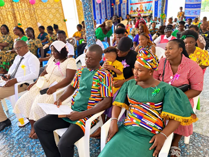 Families seated together during a celebration service